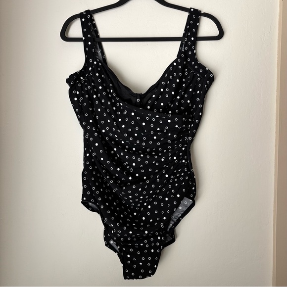 Miraclesuit Other - Miraclesuit One Piece Swimsuit Size 18 Black White Polka Dots Side Ruching